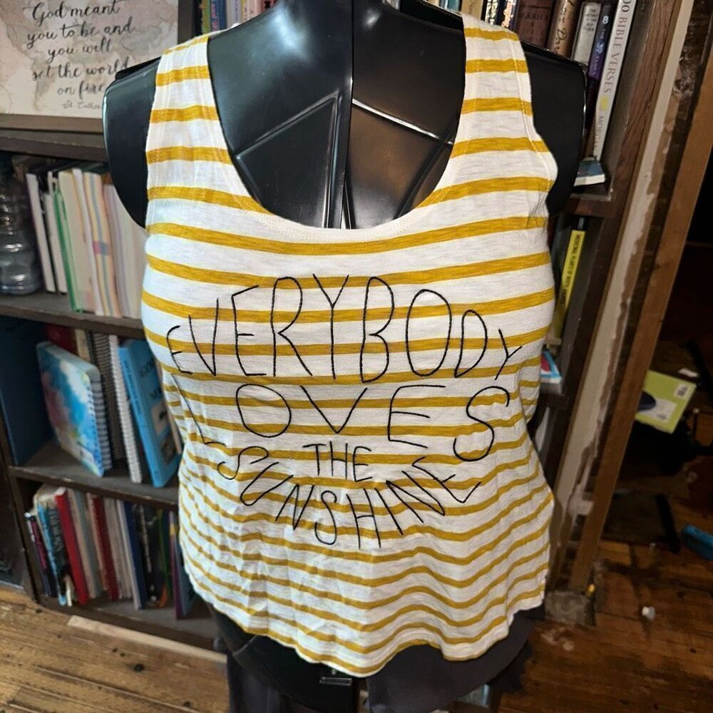 Sundry 1/S yellow striped Everybody Loves Sunshine tank